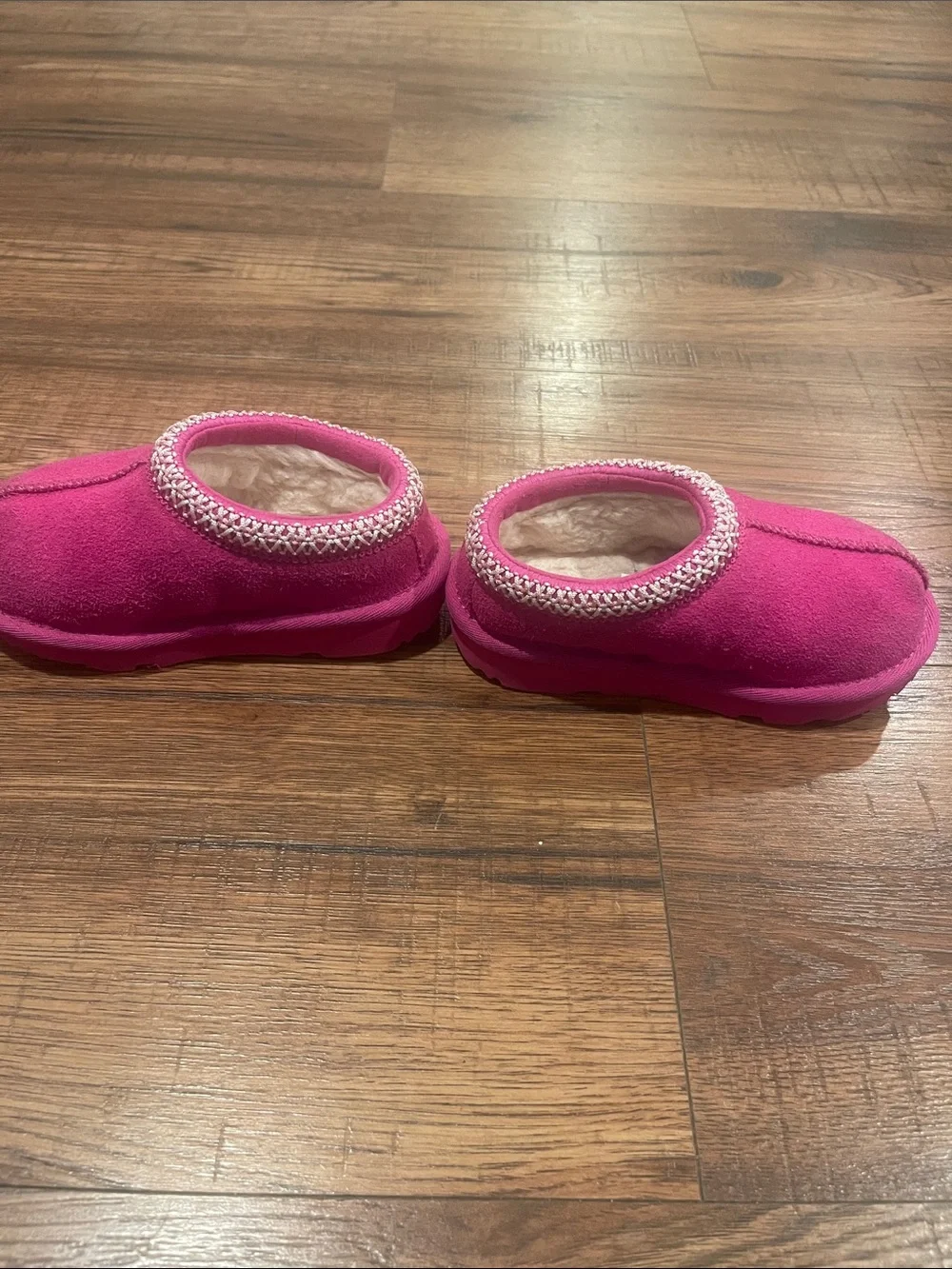 UGG Kids Hot Pink Suede Slip-On Clog